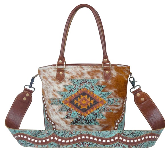 MYRA BAGS AZURE PATTERNED LEATHER & HAIRON BAG - Picture 1 of 6